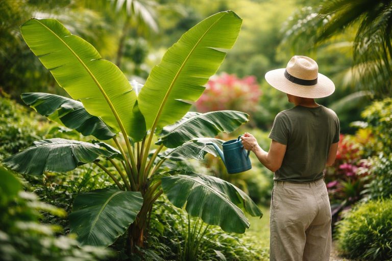bananier-jardin-tropical-personne-soin