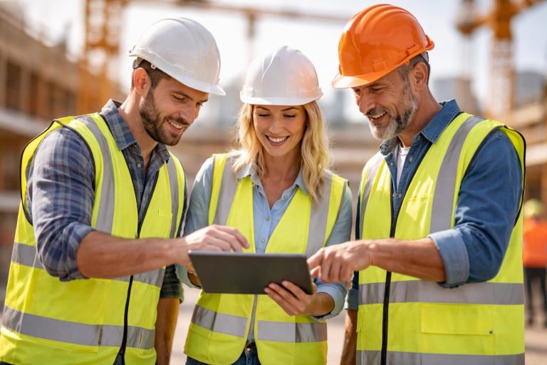 travailleurs-chantier-casques-tablette-grues