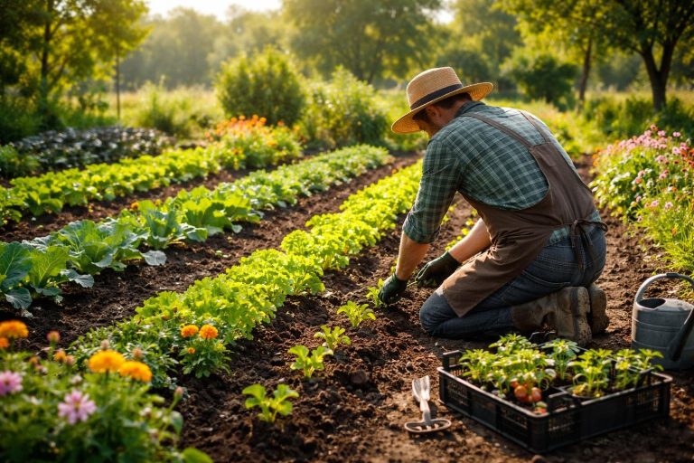 jardinier-plantant-legumes-fleurs-jardin