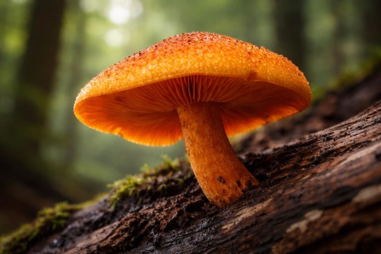 champignon-orange-bois-textures-detailles