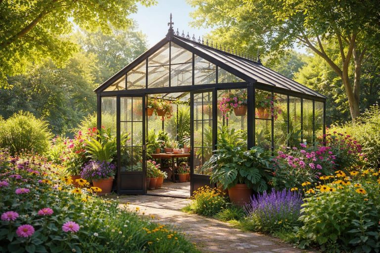 serre-verre-metal-jardin-luxuriant