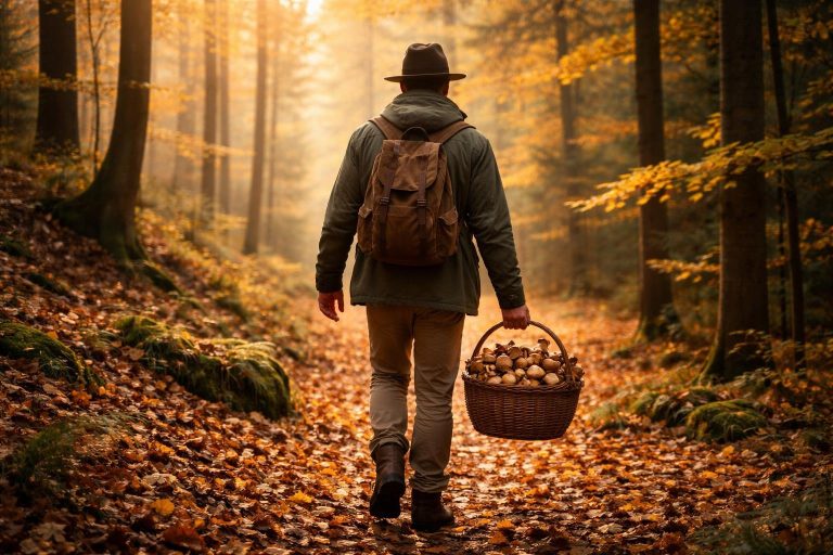 cueilleur-champignons-panier-foret-automne