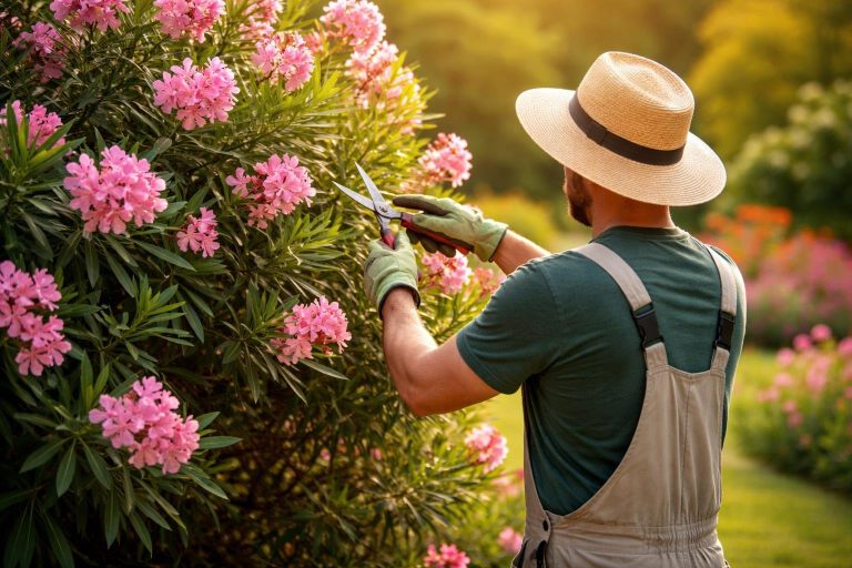 jardinier-chapeau-taillant-laurier-jardin